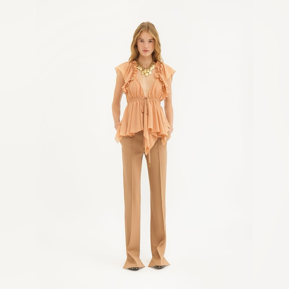 Chloe Gathered Camisole Top in Silk Georgette